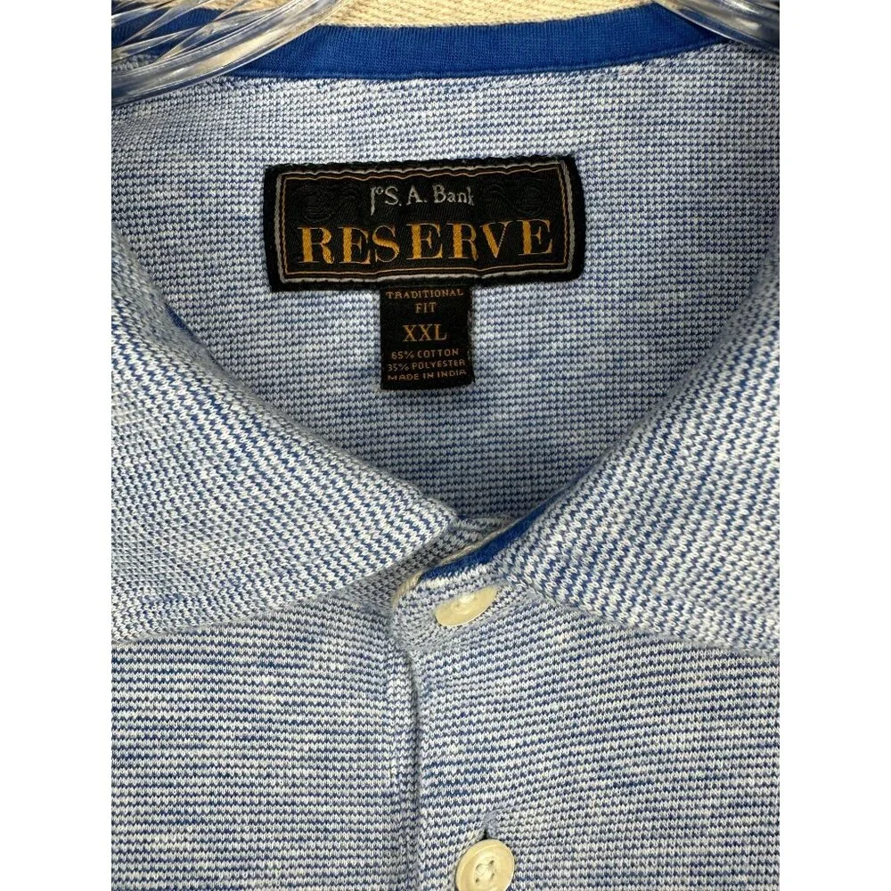 Jos A Bank Reserve Men's XXl Blue Heather‎ Polo Shirt Short Sleeve Soft Casual - Picture 4 of 7